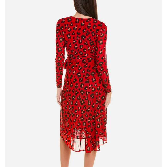 CAbi #5571 Siren Wrap Dress Midi Length V-Neckline Leopard Print Red XXL - Picture 8 of 12